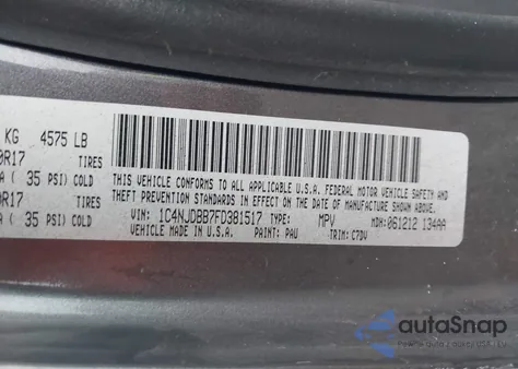 2015 Jeep Compass Sport from USA, damaged, VIN 1C4NJDBB7FD381517